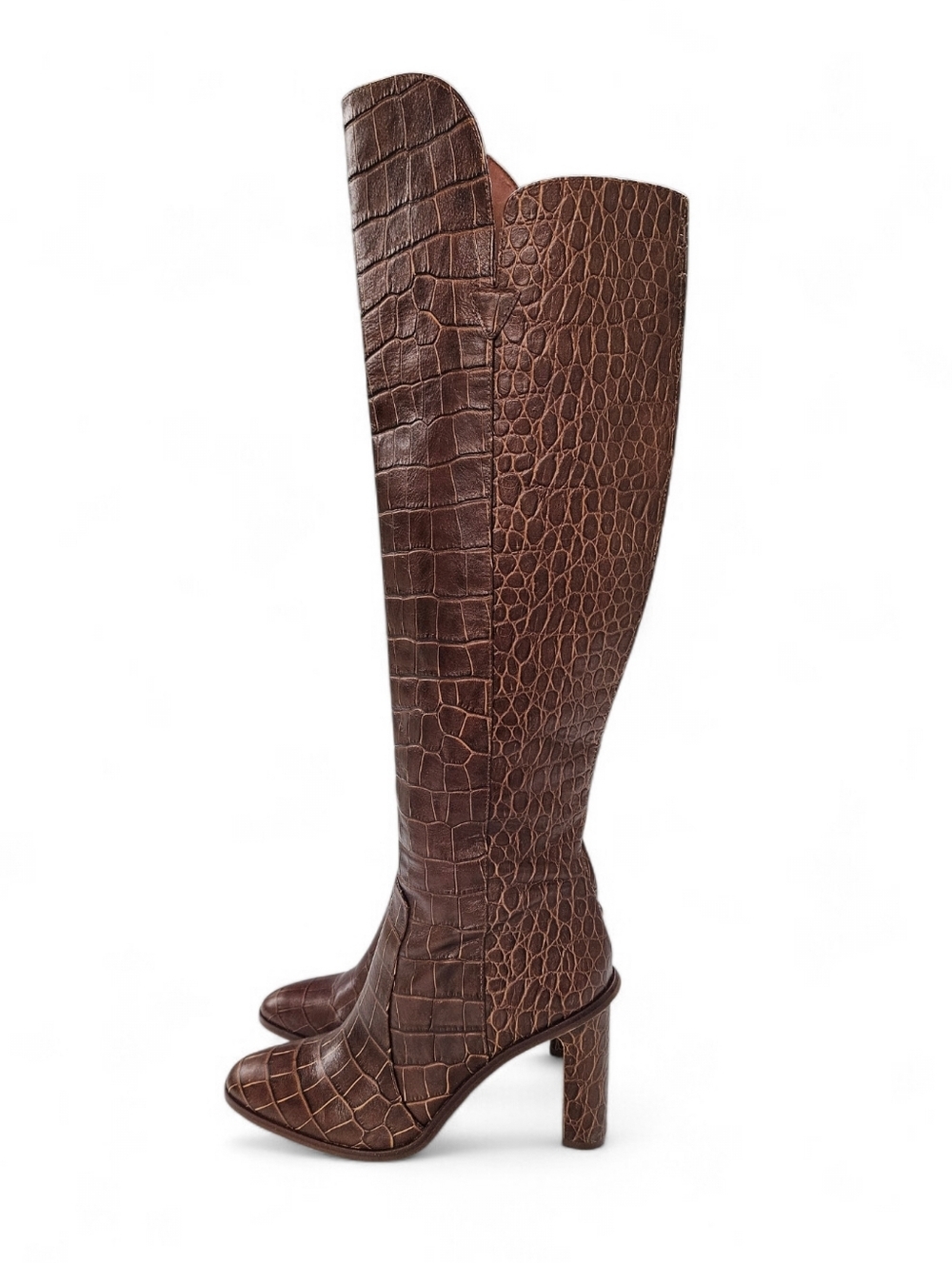 Vince Camuto Palley Embossed Leather Over The Knee Boots In Redwood Brown Sz 7.5 - Picture 12 of 12